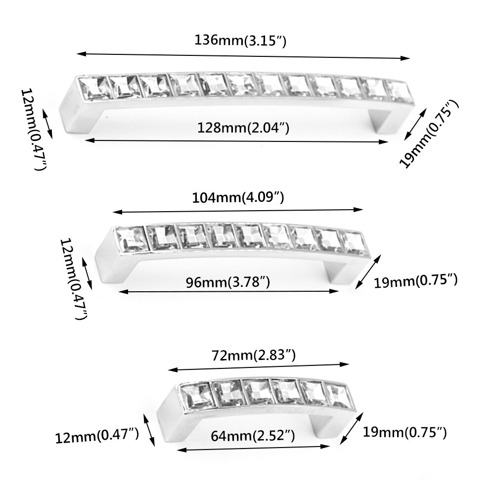 Crystal Glass Knobs Cabinet Handles Silver Crystal Cupboard Pulls Drawer Wardrobe Knob Furniture Pull Handle Kitchen Hardware