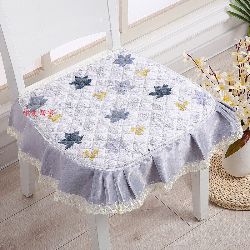 Verdikte stoelkussen student kantoor kruk kussen met kant pastorale eetkamerstoel zitkussens pad vier seizoenen billenmat: Fengye grijs