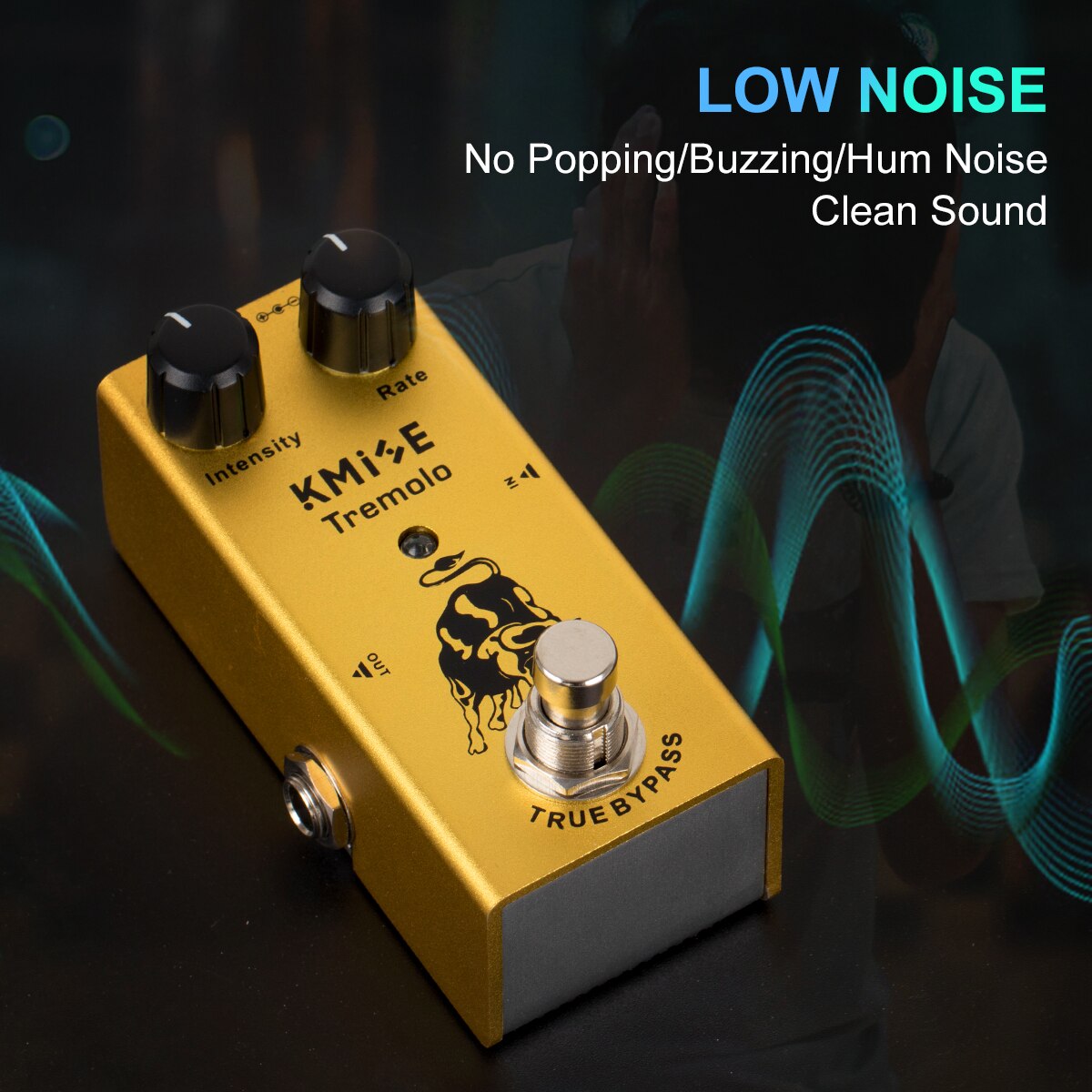 Kmise Guitar Effects Tremolo Pedal Mini Single DC 9V with Intensity Rate Control True Bypass