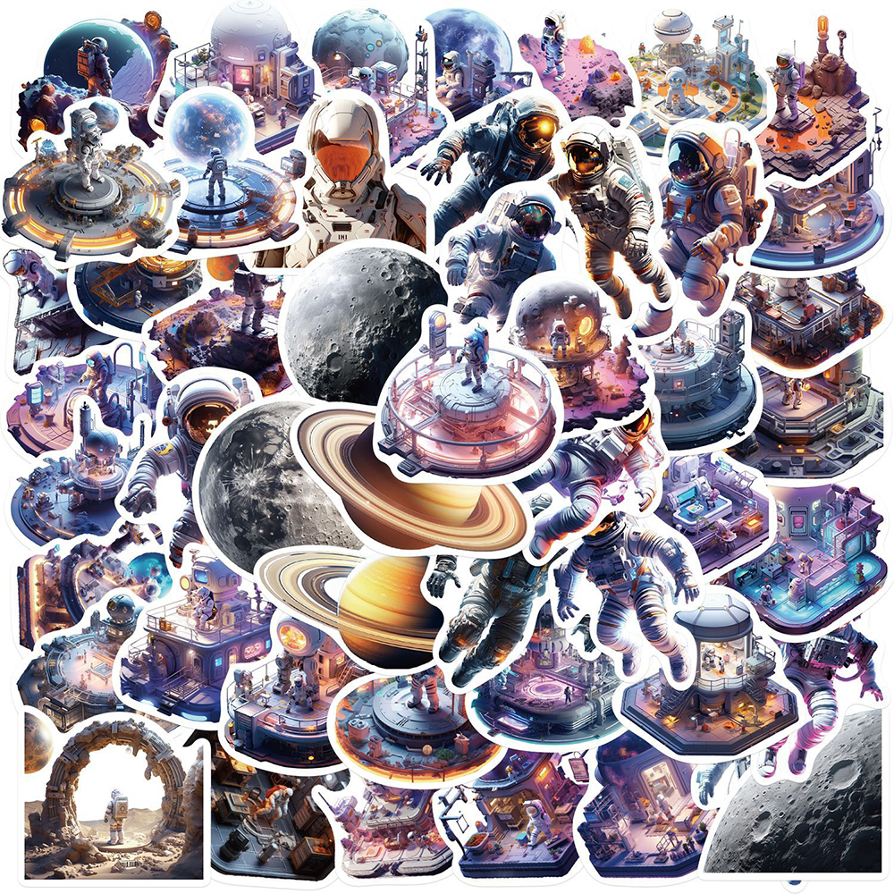 Autocollants de dessin animé d'astronome de l'espace extra-atmosphérique, scrapbooking esthétique, papeterie de bricolage, décalcomanie cool, , 10 pièces, 30 pièces, 50 pièces