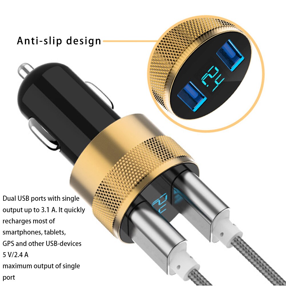 Dual USB Auto Ladegerät Universel LED-anzeige Auto-Ladegerät Schnelle Ladung Adapter Für Samsung Galaxis A51 A71 A91 A80 s20 S10 S9 Mi 10