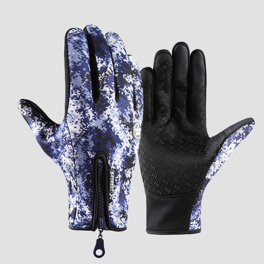 1 Piece of Sports Gloves, Outdoor Cycling, Skiing and Mountaineering Gloves, Autumn and Winter Touch Screen Non-Slip Gloves, Waterproof, Windproof and Warm Gloves: Navy Blue / L
