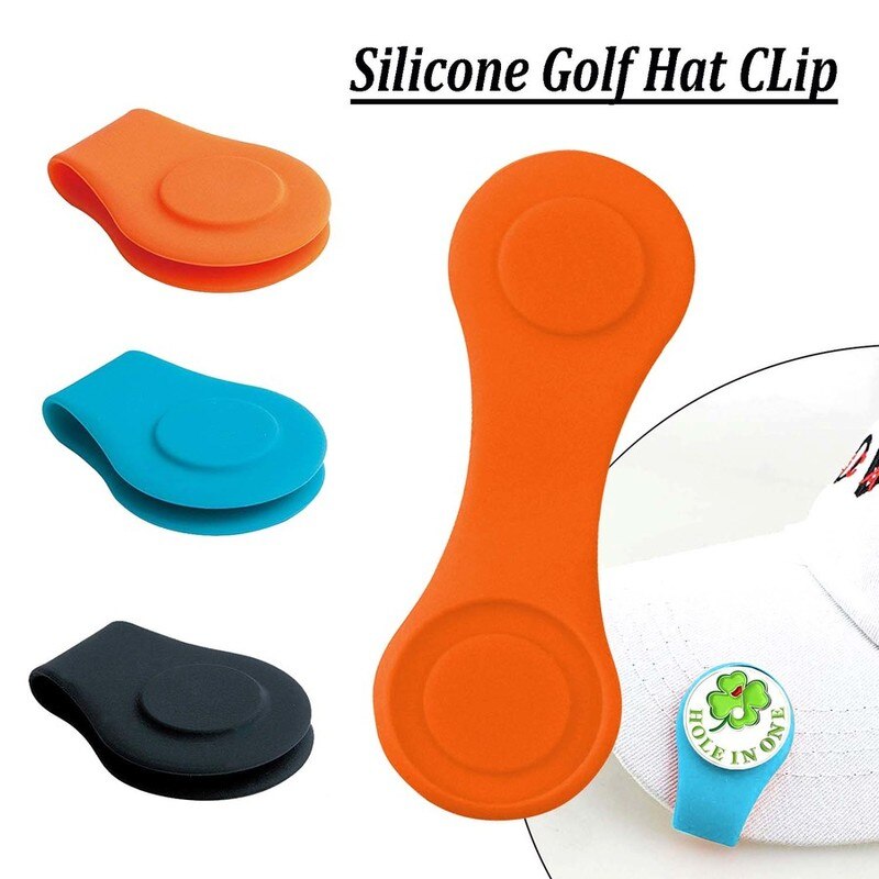 2 st silikon magnetisk golfhatt klämma boll markör hållare fäst på din mössa ficka kant bälte kläder