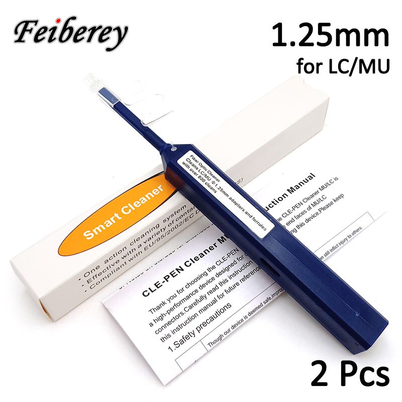 FTTH Optical Fiber Pen Tool 2.5mm LC MU 1.25mm SC FC ST Connector Optic Smart Cleaner: 2pcs 1.25mm