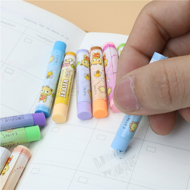 12PCS a set eraser pvc bag packing student pencils erasers Wipe clean school kids learning