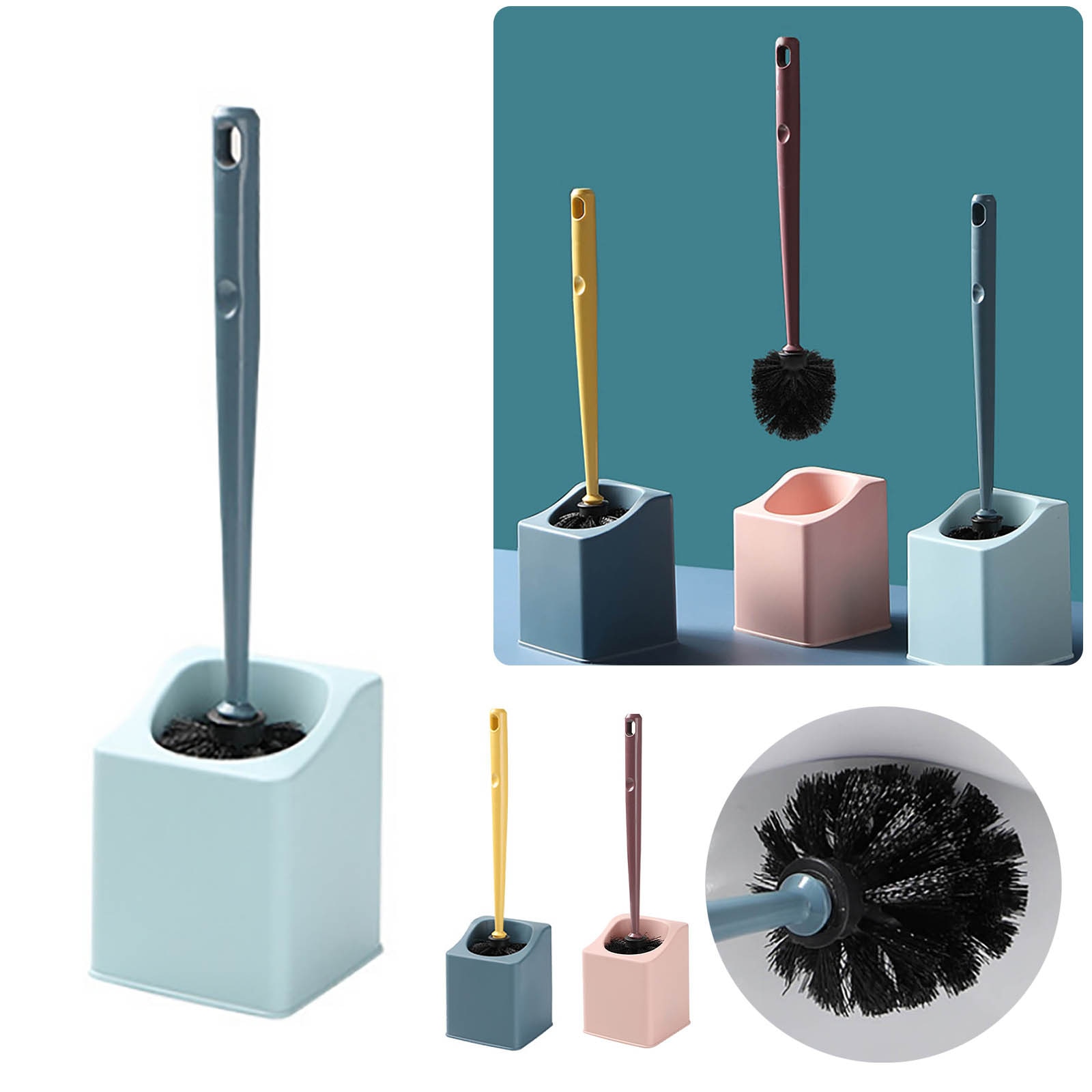 Wall Mount Toilet Brush Set Long Handle Bathroom Soft Brush Holder With Lid Thoroughly Clean Any Corner Lightweight Durable #38