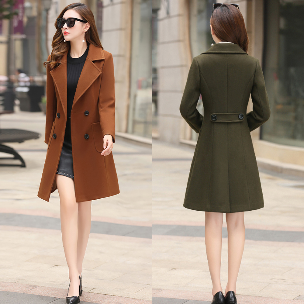 Wolle Frauen Jacke Mantel Lange Schlank Mischung Oberbekleidung Neue Herbst Winter Tragen Mantel Weibliche Damen Wolle Mäntel Jacke Kleidung