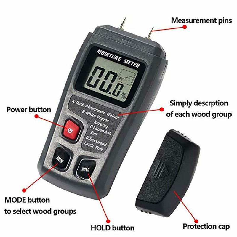 Two Pins Digital Wood Moisture Meter Wood Grandado