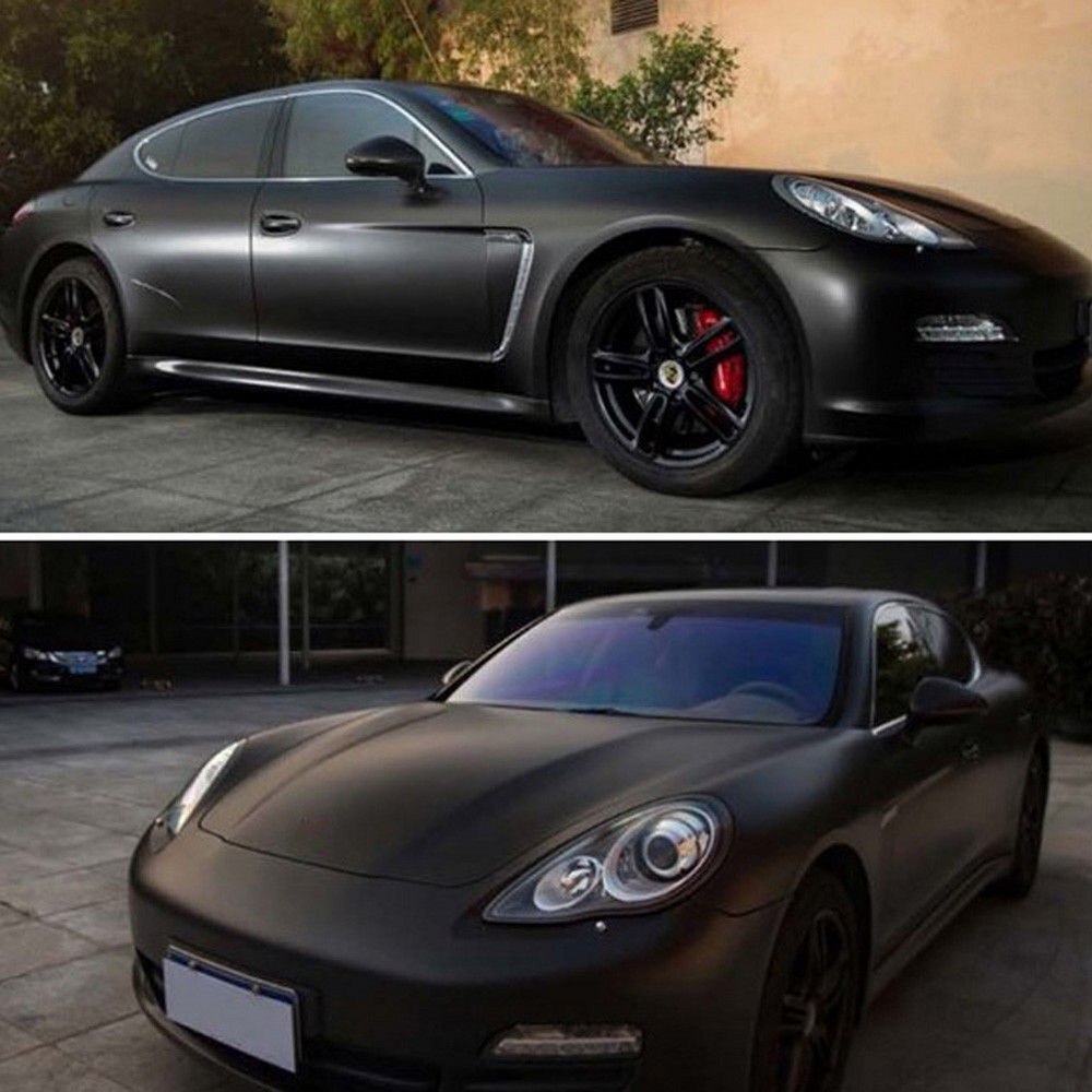 12X60 "Matte Black Vinyl Film Wrap Auto Diy Sticker Voertuig Decal 3D