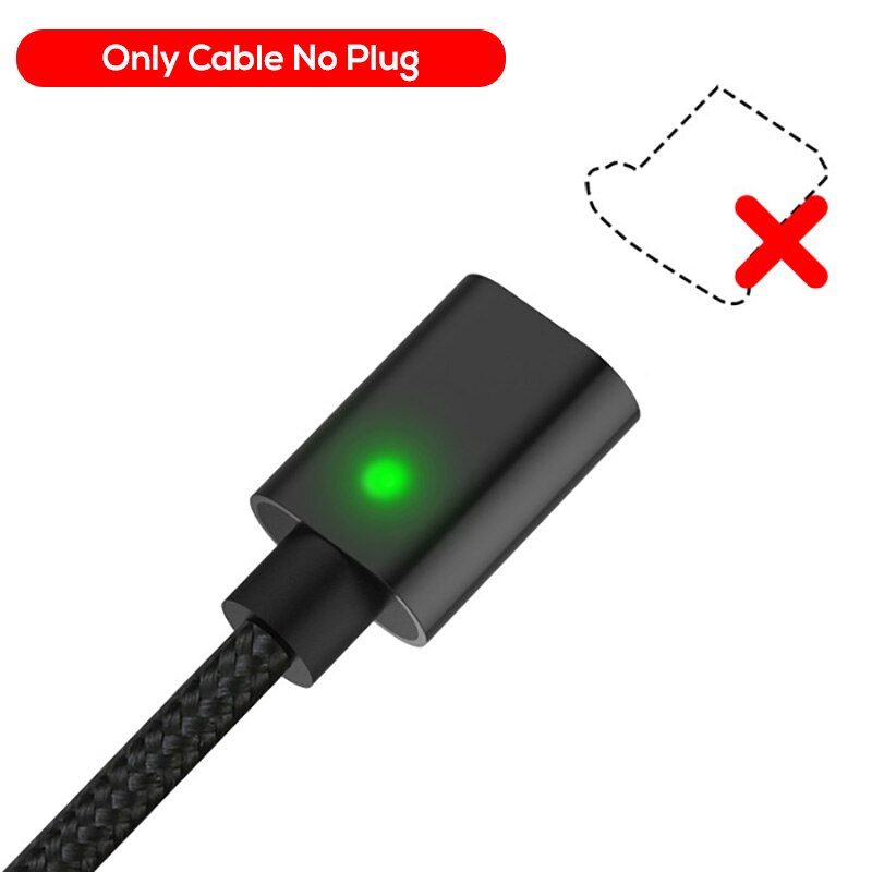 TOPK 1M 2M 2.4A Magnetische Mikro USB Kabel, aufgerüeingestellt Nylon Geflochtene LED-anzeige USB Ladekabel für Mikro USB Handys Für Samsung: nur Kabel Nein Stecker / 2M