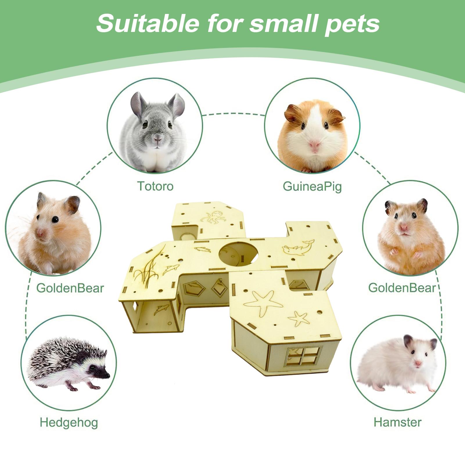 Labirynt dla chomika T tunelek Akcesoria robić klatki dla chomika Drewniany domek Gry logiczne Zabawki dla zwierząt dla szynszyli fretki królika jeża szczurówkowego