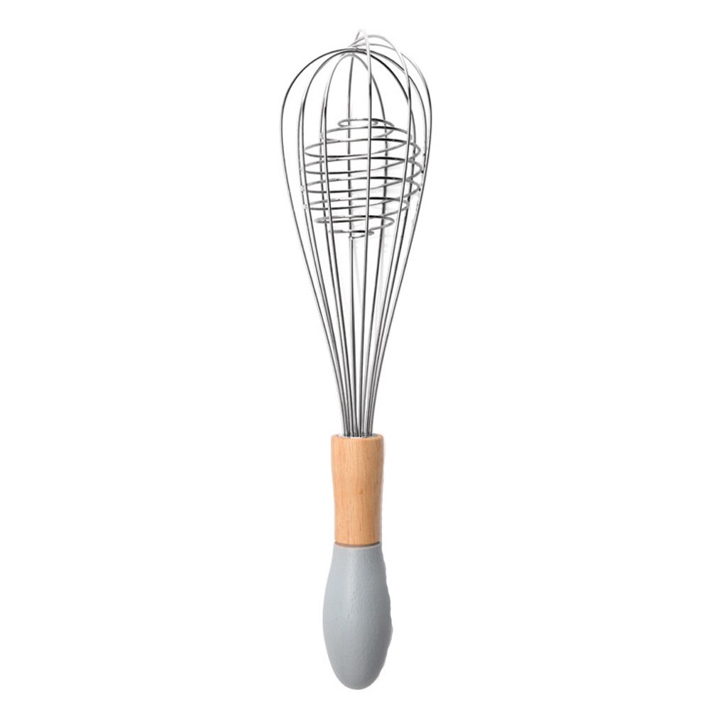 Batteur à œufs manuel multifonction avec manche en bois, en acier inoxydable, Gadgets de cuisine, fouet à œufs rotatif, accessoires de cuisine,: B-random
