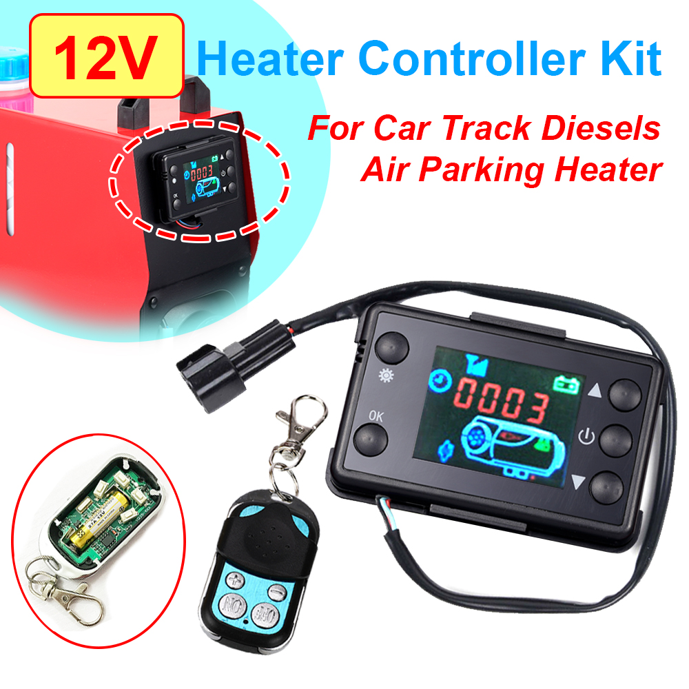 Calefacción estacionaria para motores diésel, calentador de aire de 12V con interruptor y botones, mando a distancia, pantalla LCD, Kit de plástico