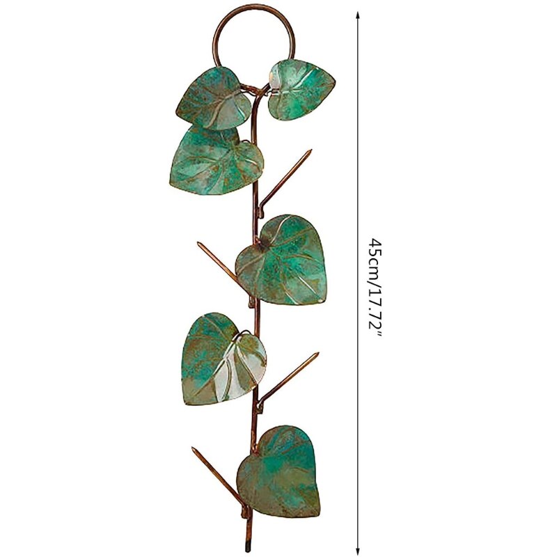 Metal Hummingbird Bird Feeder Suspended Leaf Decorative Garden Art Birdfeeder Hanging for Outdoor Yard Patio Decoration