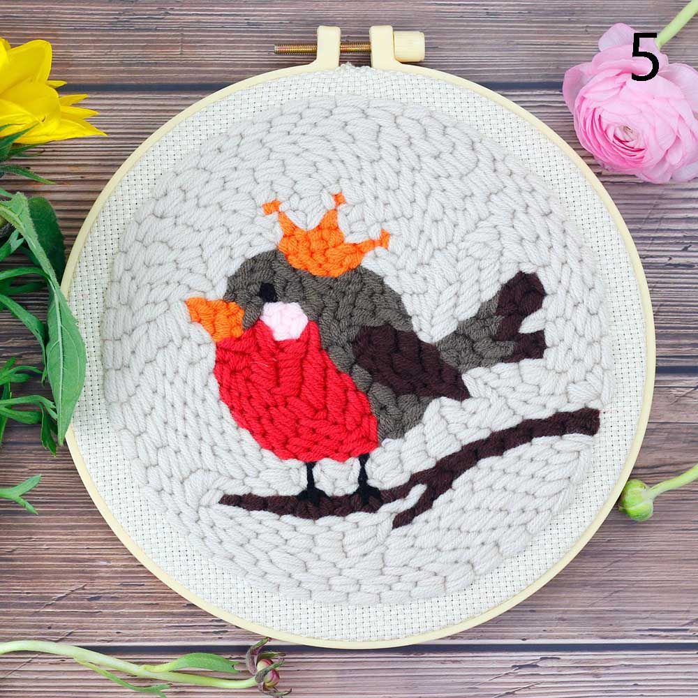 DIY Cartoon Animal Pattern Embroidery Set Needlework Tools Printed Beginner Embroidery Round Cross Stitch Kit Sewing Craft Kit: 5
