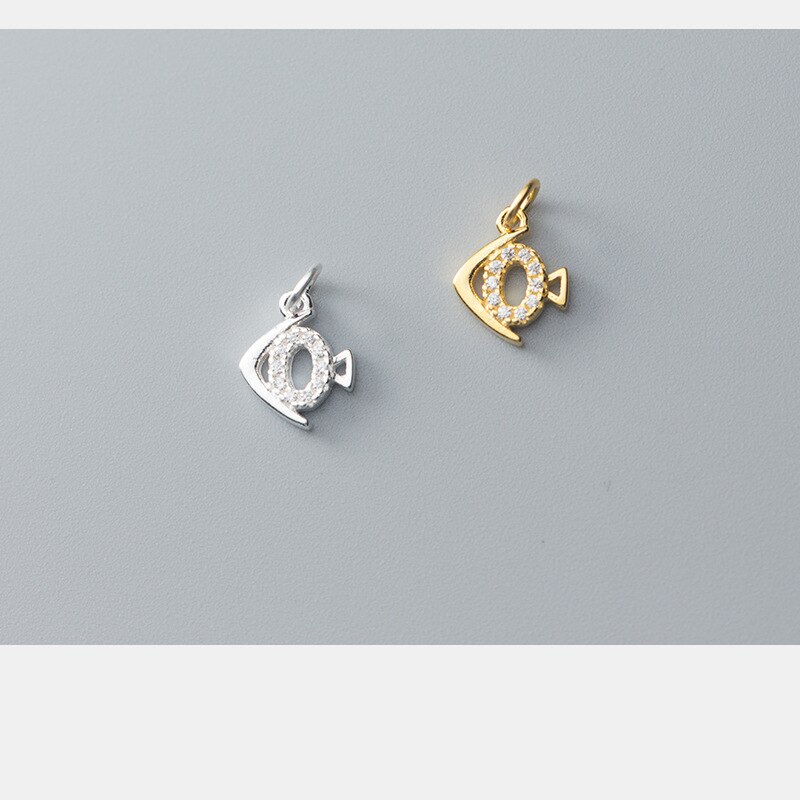 UQBing Athentic 925 Sterling Silver Crystal Rhinestone Fish Charms DIY Bracelets Necklaces Jewelry Making Findings