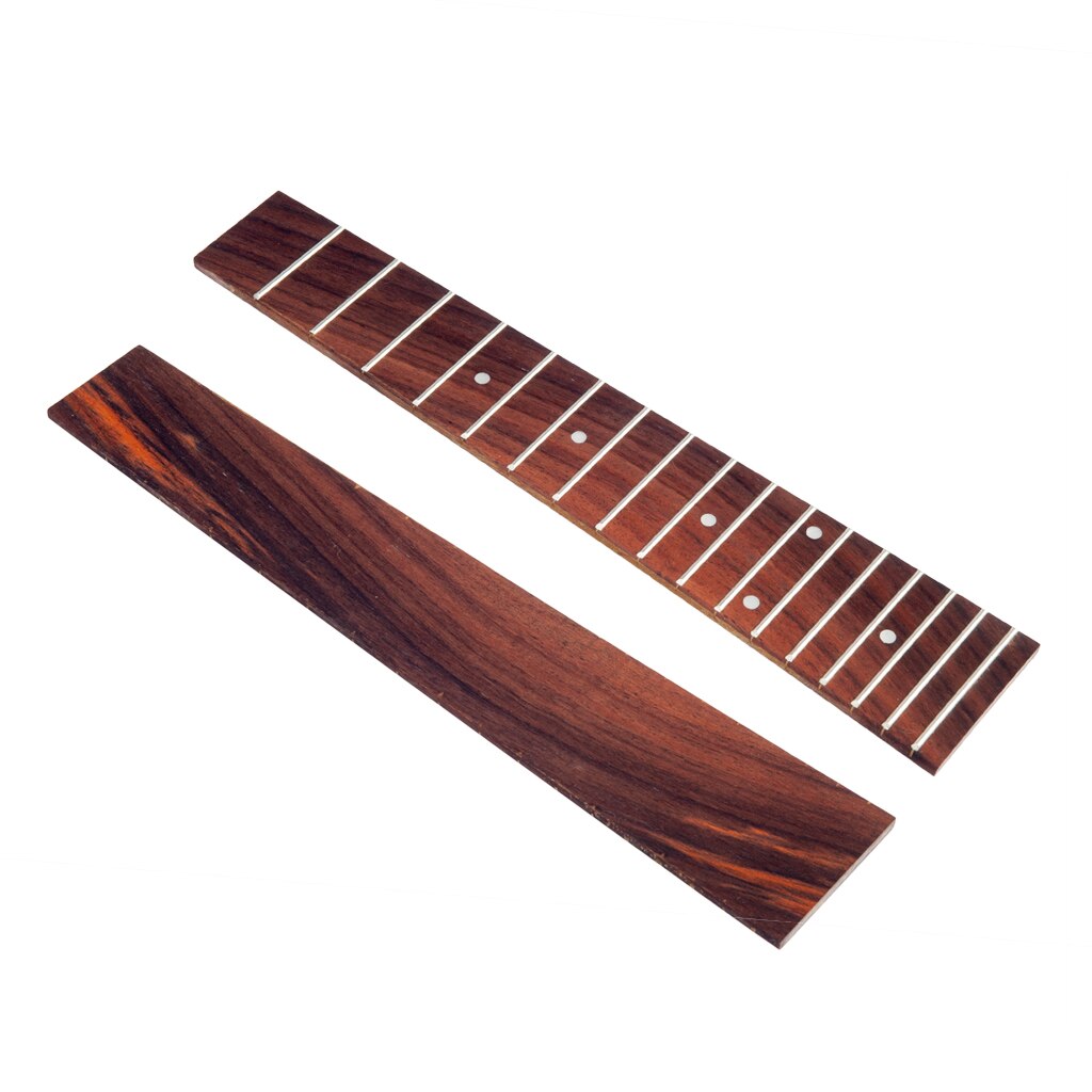 NAOMI DIY Ukulele Fingerboard Replacement Wooden Ukulele Neck Fretboard Solid Rosewood Ukulele Fretboard: 23Inch Dots