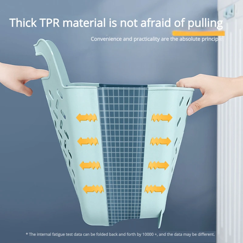 Opvouwbare badkamerwasmand Aan de muur gemonteerde opbergmand voor vuile kleren Huishoudelijke waszak Wasbadkamerorganizer