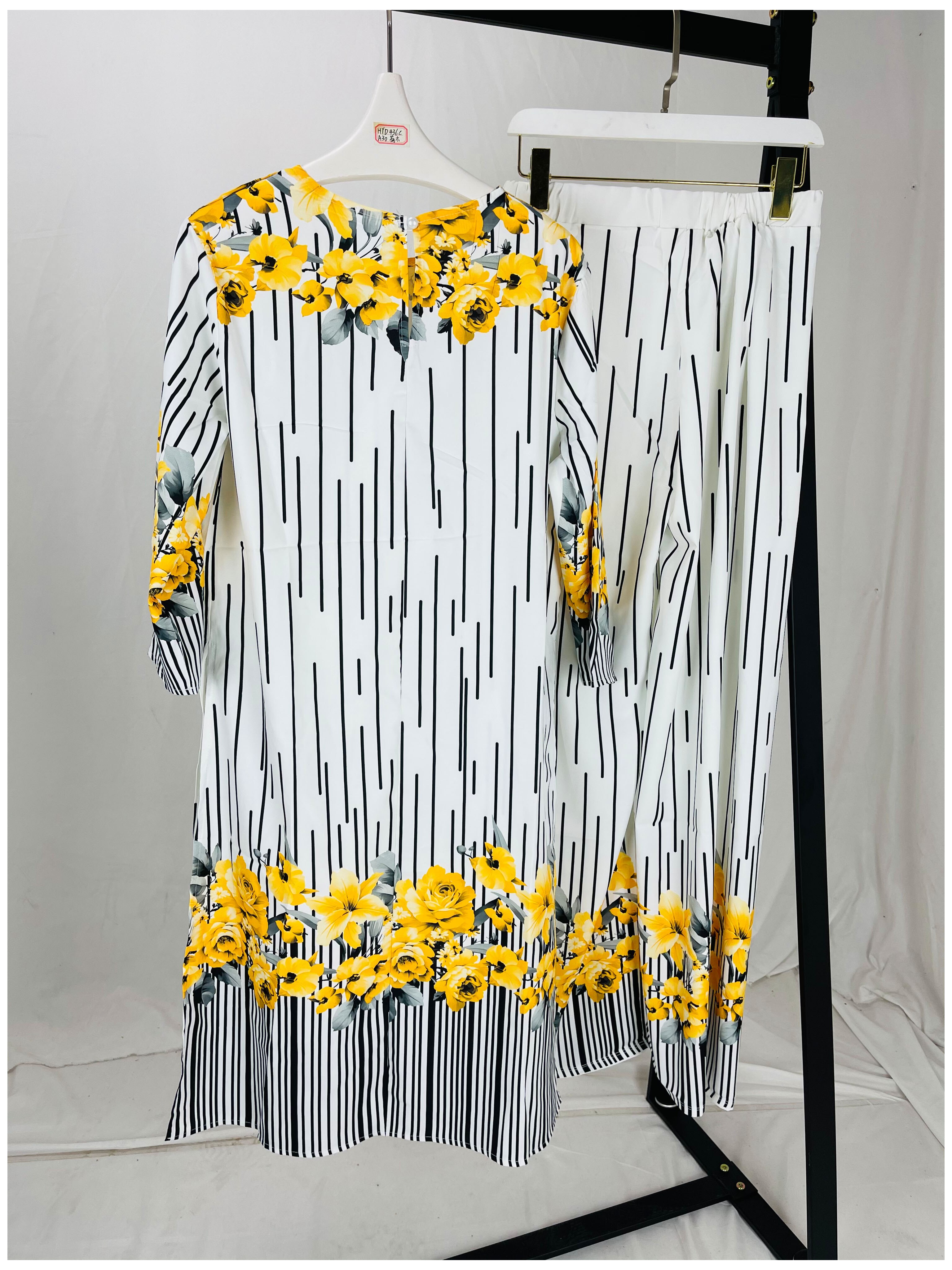 Dashiki African Suit (Dress and Trousers) For Lady(CPTZ11): yellow / XXXL