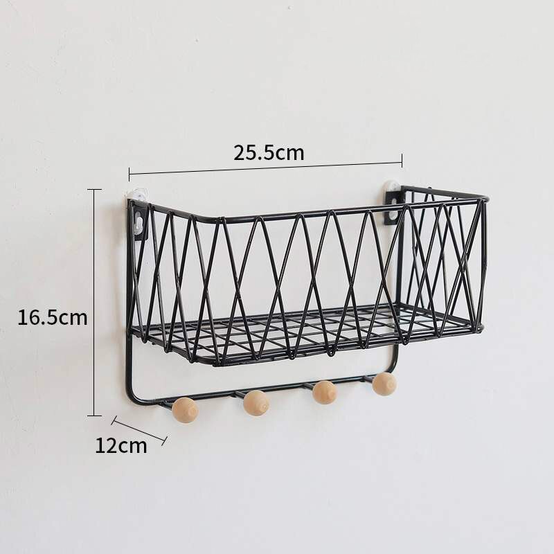 Cuadro colgado de la pared escandinavo decoración de pared del hogar estante artístico multifuncional de hierro LM5221414py: black-S