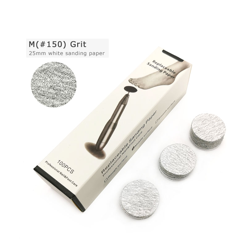 HYTOOS 100 pezzi di carta abrasiva sostituibile con discoteca 25mm carta vetrata per pedicure accessori per punte da trapano per unghie strumento per calli del piede del salone: Grigio scuro