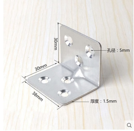 Furniture Round End Right Angle Bracket Fastener, Stainless steel angle code right angle, 4 pieces one bag