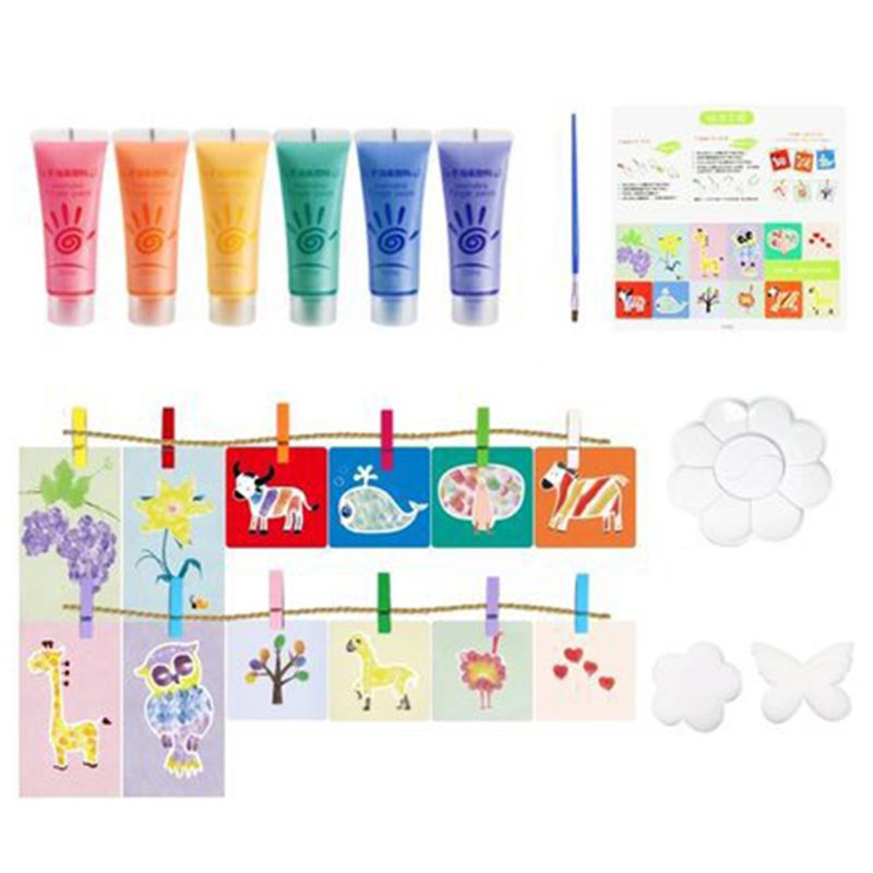 30Ml Vinger Verf 6 Kleuren Set Wasbare Kids Vinger Verf Levert Cadeau Voor Kinderen