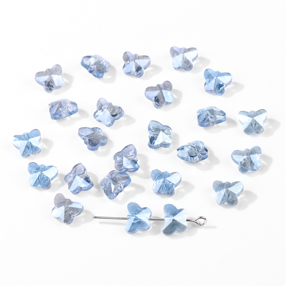 30 Uds. Cuentas de cristal checo de mariposa, abalorios de Color AB, cuentas espaciadoras facetadas sueltas para fabricación de joyería, pendientes hechos a mano DIY: Verde