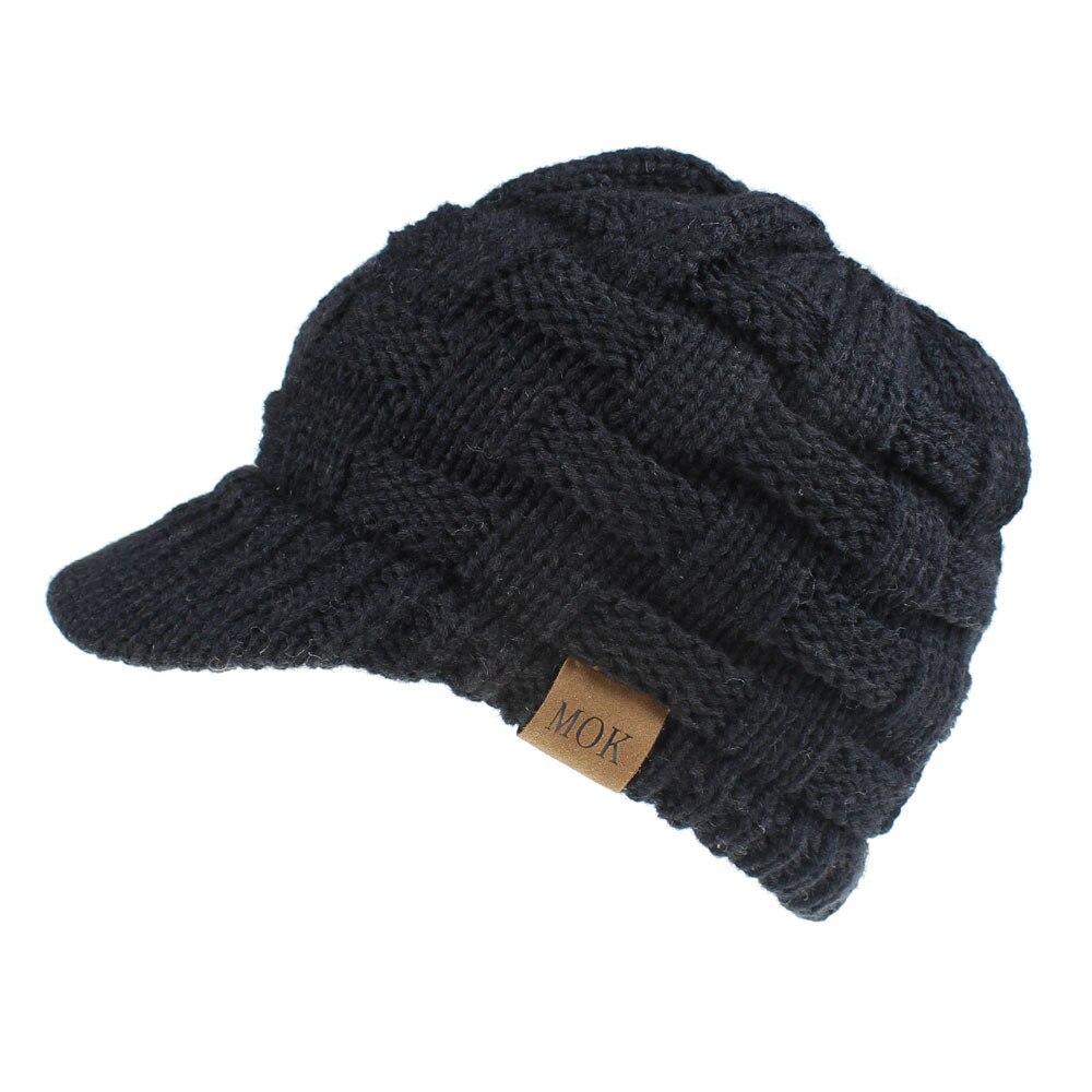 Farverige kvinders billige beanie hatte efterår vinter varm hue bagåbning hale strikning: Sort
