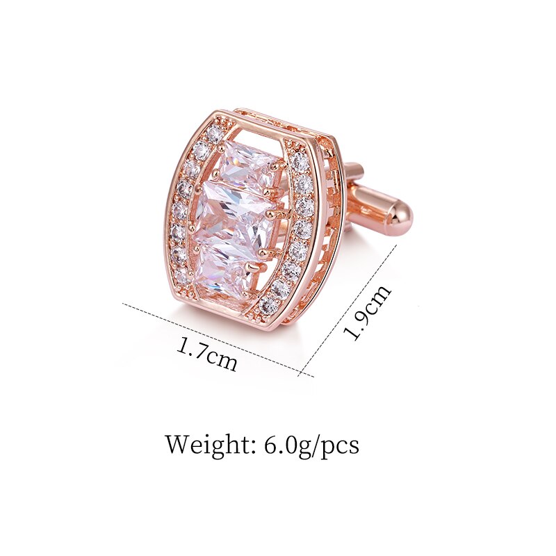 Weimanjingdian Prachtige Kussen Cut Zirconia Ovale Manchetknopen Voor Mannen In Wit/Rose Gold kleuren