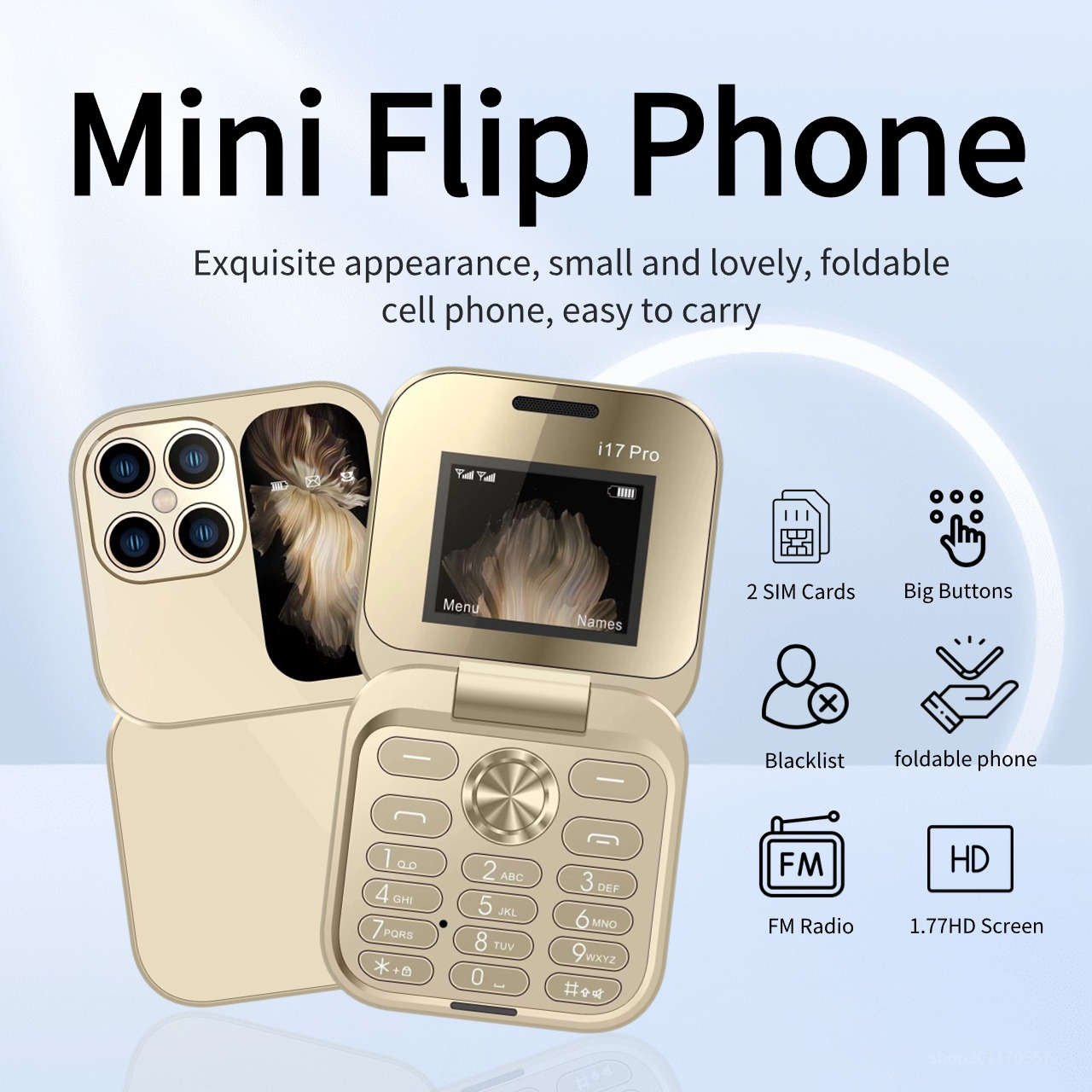 Tamaño pequeño portátil Clamshell pulsador teléfono voz mágica dos Sim antorcha lista negra Flip teléfono móvil para niños mayores precio bajo 2G