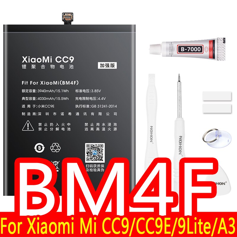 NOHON Battery For Xiaomi Mi 8 9 Lite SE 9T Pro 10 POCOPHONE F1 F2 Pro CC9 CC9E A3 5X 6X Replacement Bateria BM3J BM3E BM3L BM3M: BM4F