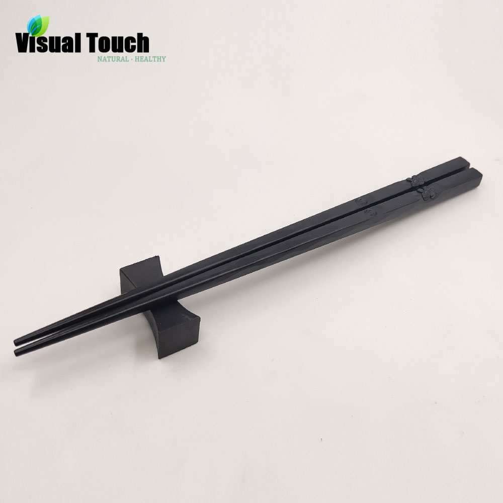 Un par de palillos chinos negros de aleación con flor de cerezo, antiadherentes, japoneses, para en casa y Sushi