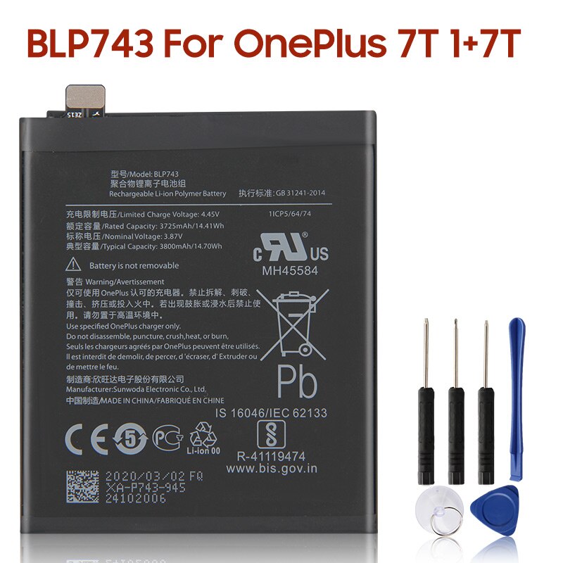 Originele Vervangende Telefoon Batterij BLP743 Voor Oneplus 7T Een Plus 7T Authentieke Telefoon Batterijen 3800Mah