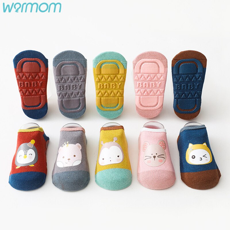 Warmom Baby Kurze Socken Frühling Sommer Ebene Karikatur Socken Jungen und Mädchen Nicht-Unterhose Socken Baby Boden Socken Rüschen Stiefel Socken 0-3Y
