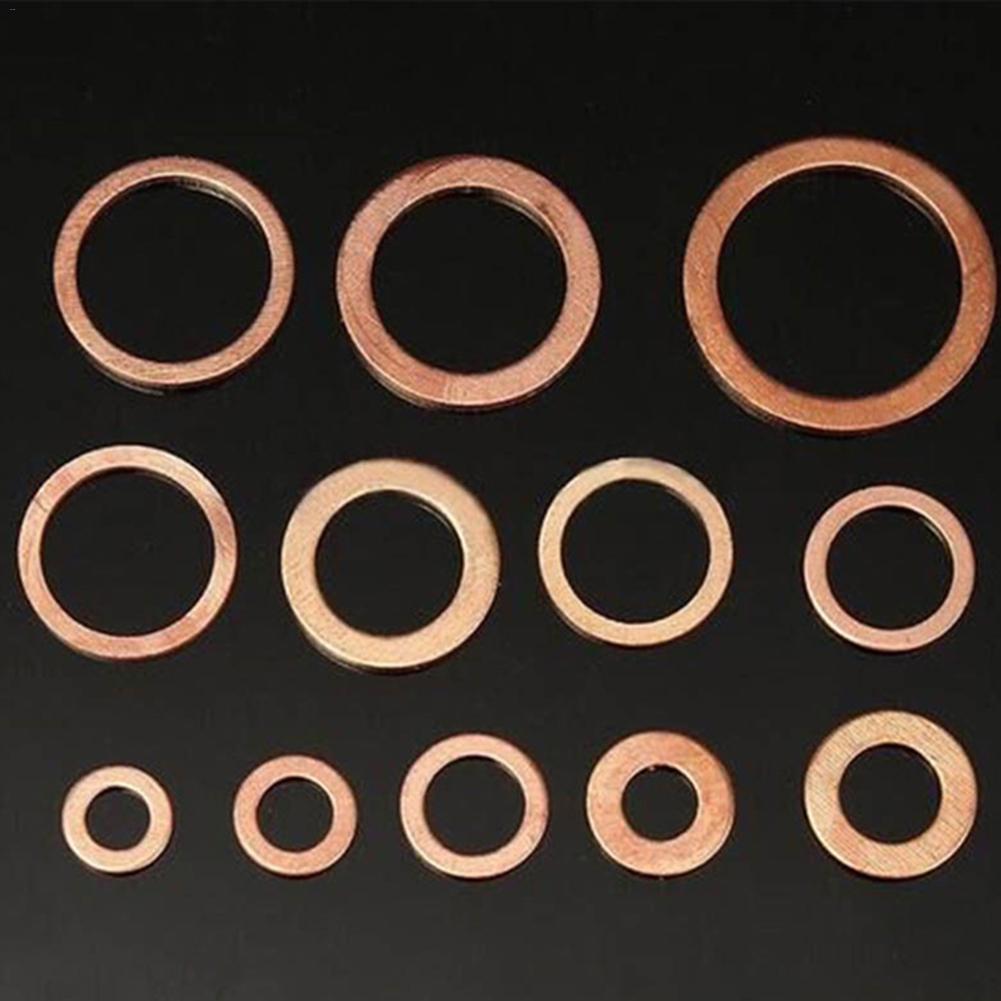 280 pièces/ensemble voiture solide cuivre rondelle M5-M20 anneau plat huile rainure bouchon huile joint cuivre rondelle Kit