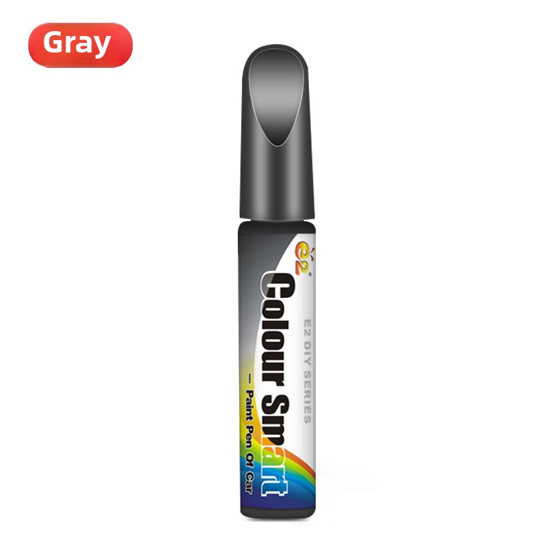 Auto Touch Up Paint Pen - Krasreparatieset voor auto's, vrachtwagens en SUV's - Hoogglans verffuller met borstel en fijne punt (7 kleuren): GRIJS