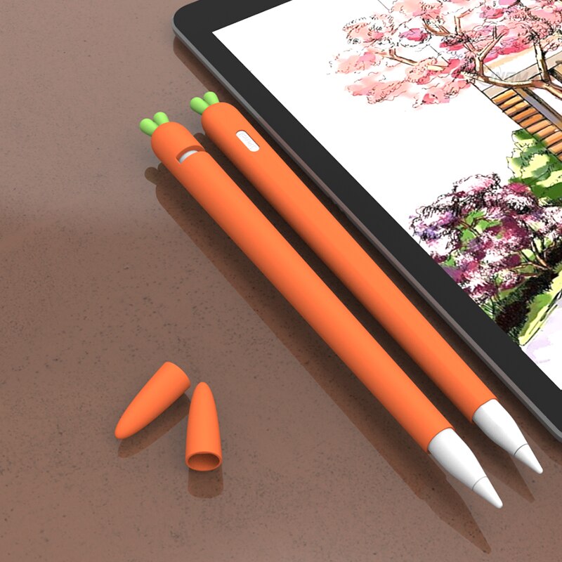 Zachte wortel siliconen voor apple pencil 1 hoesje 2 ipad tablet touch pen stylus beschermhoes hoesje