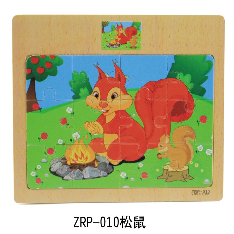 12 tablets cartoon animal traffic awareness wooden puzzle baby puzzle children wood girl boy toy