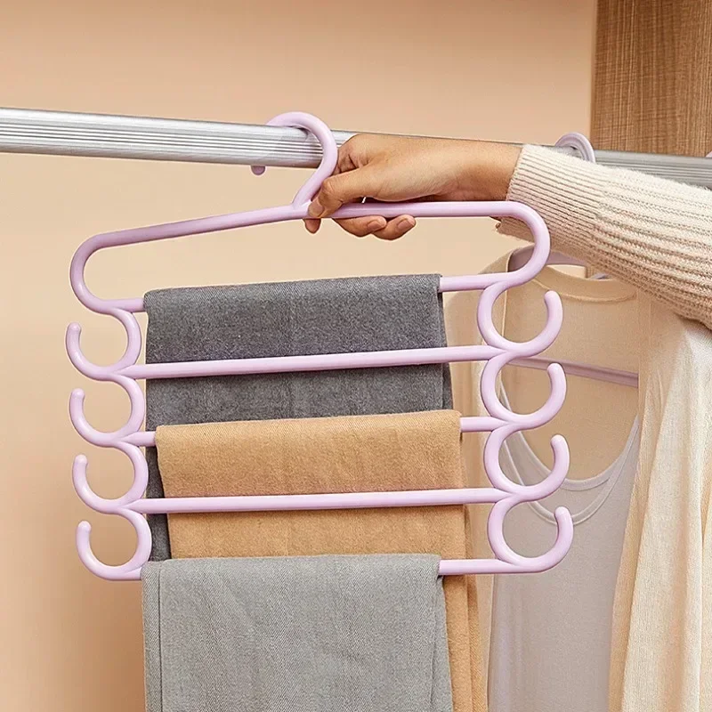 5 Lagen Kleerhangers Broek Broek Broek Hangers Handdoek Sjaals Rekken Kast Opslag Organisatoren Kleding Opslag Organisatie