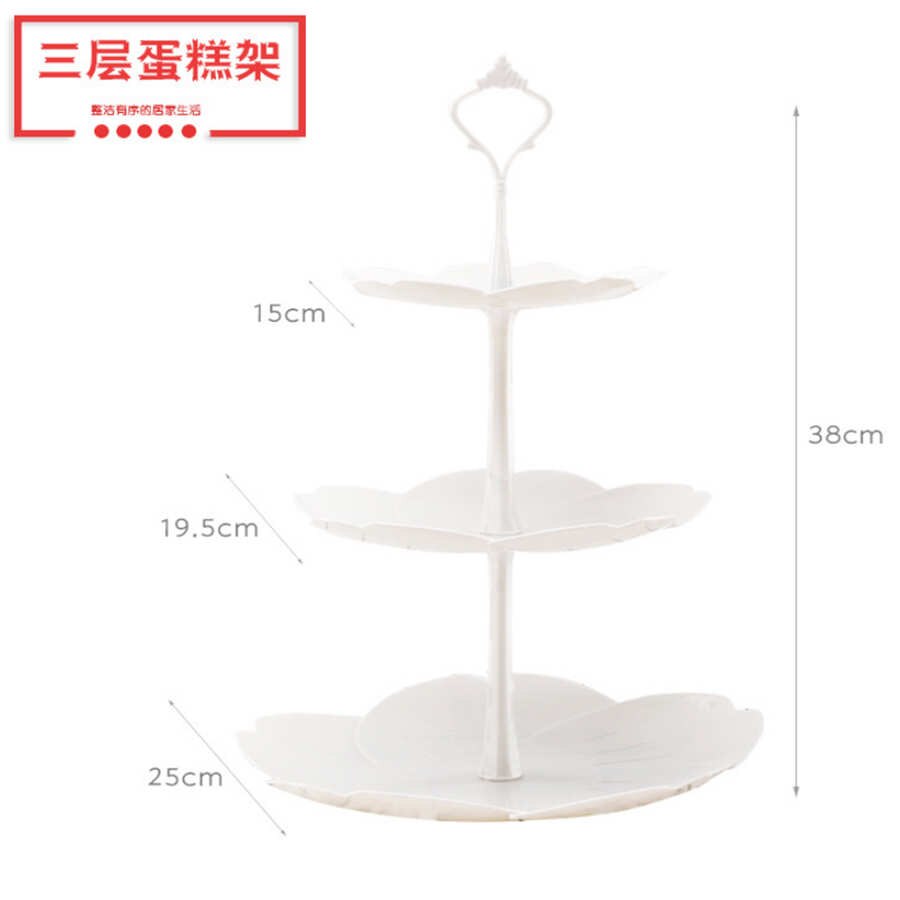 3 Tier Plastic Cake Stand Afternoon Tea Wedding Plates Party Tableware Bakeware Cake Shop Cake Rack Fruit Food Serving Tool: Round 2