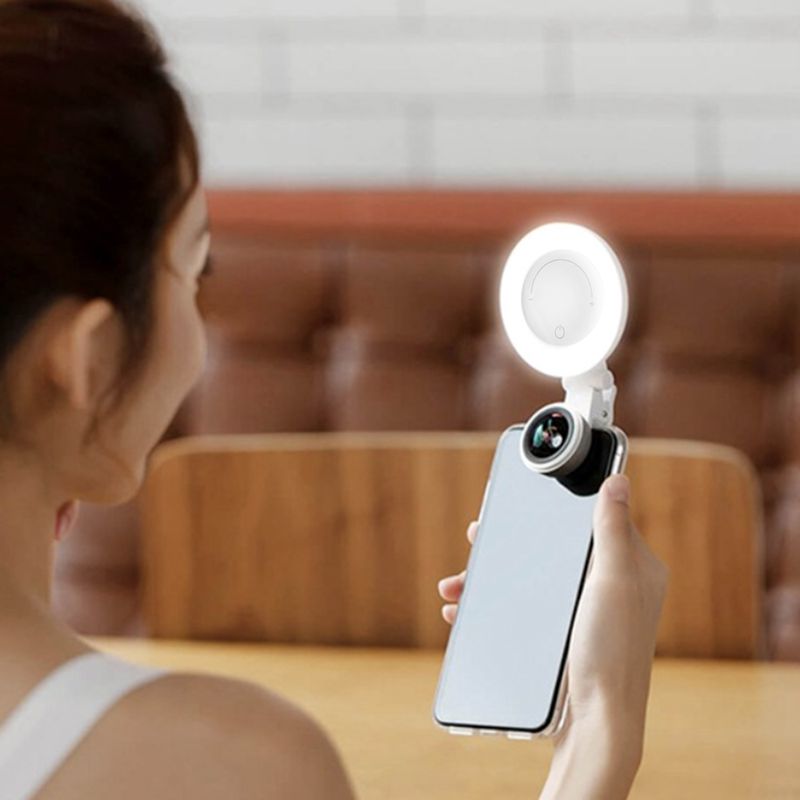 Beauty Lens Shot 120 ° Super Groothoek Ring Hoogtepunt Led Selfie Lens Multi-Sectie Dimmen Met Micro-datakabel