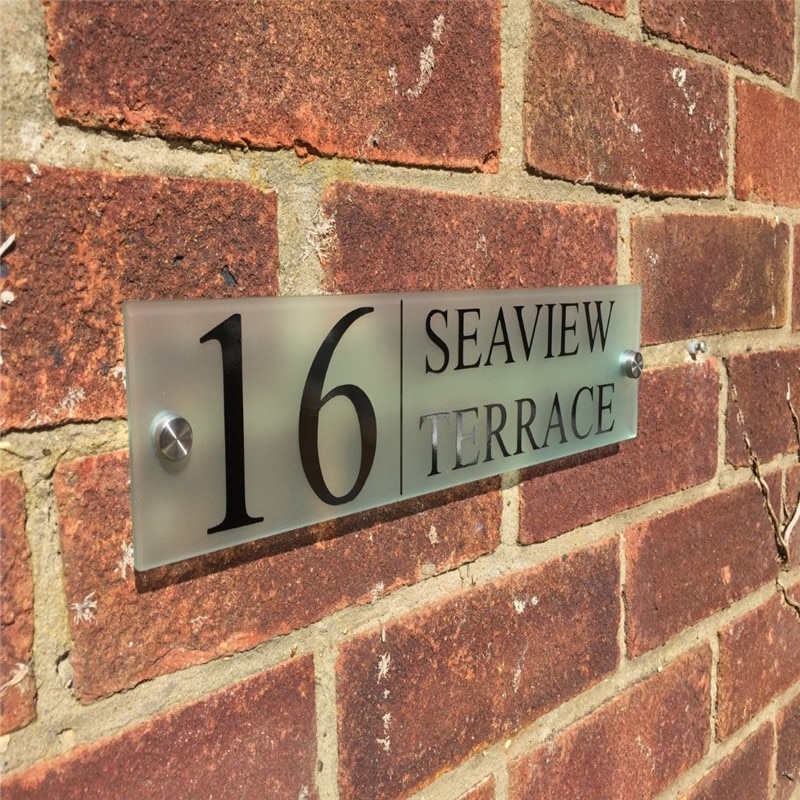 Modern frosted glass effect house number apartment number door signs door house sign door number street acrylic name