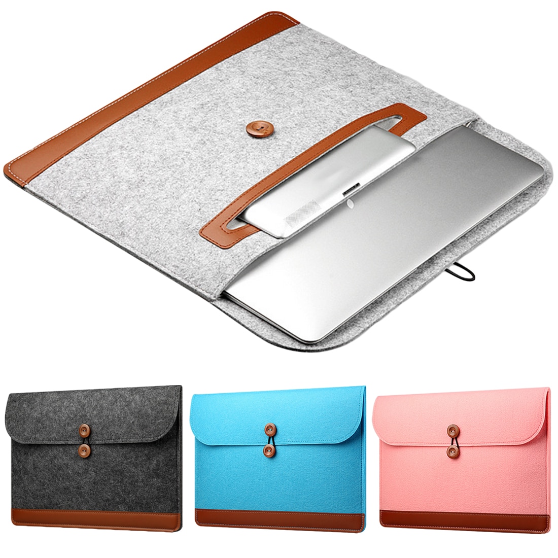 Uldfilt laptop sleeve taske til macbook air pro retina 11 12 13 15 tommer notebook streng håndtaske cover cover til macbook touch bar
