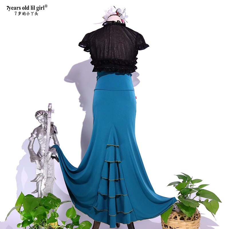 Spaanse Flamenco Dans Praktijk Jurk Rok Multilayer Vrouwen Dragen Fishtail ESS25