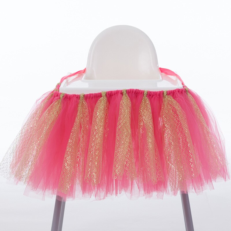 Baby 1St Birthday High Chair Tutu Skirt Tulle Dining Chair Skirt Party Decoratio Net Gauze Children Dining Decoration Home