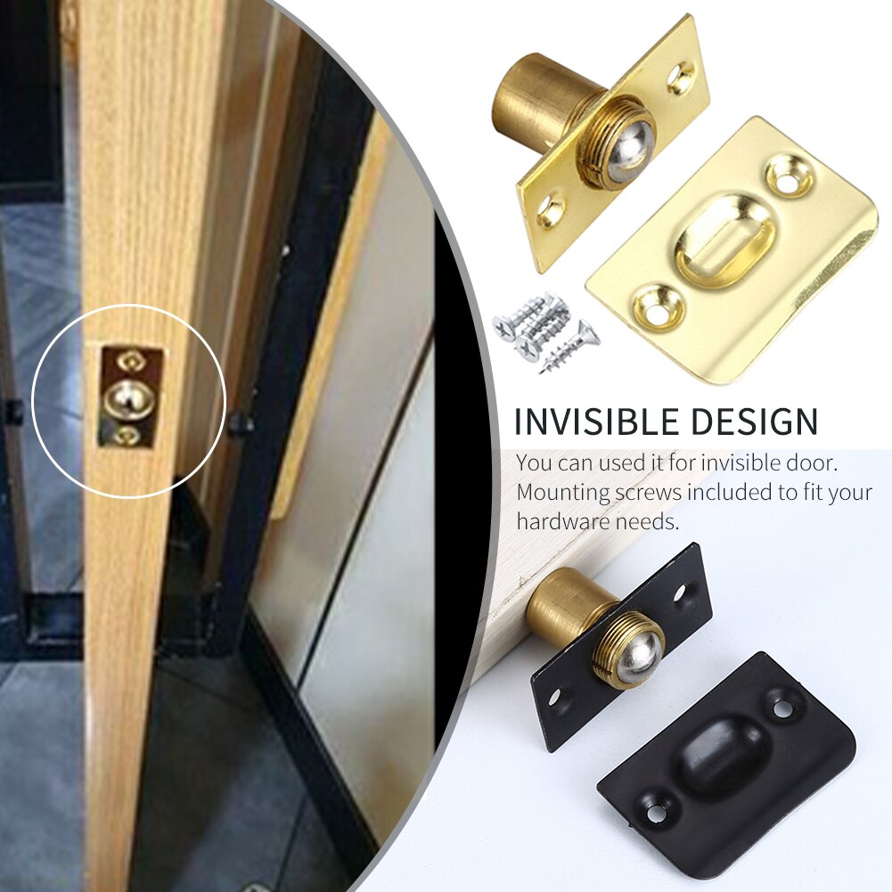 With Strike Plate Cabinet Doorstop Closet Door Ball Catch Universal Adjustable Size Stainless Steel Home Bathroom Rust Proof