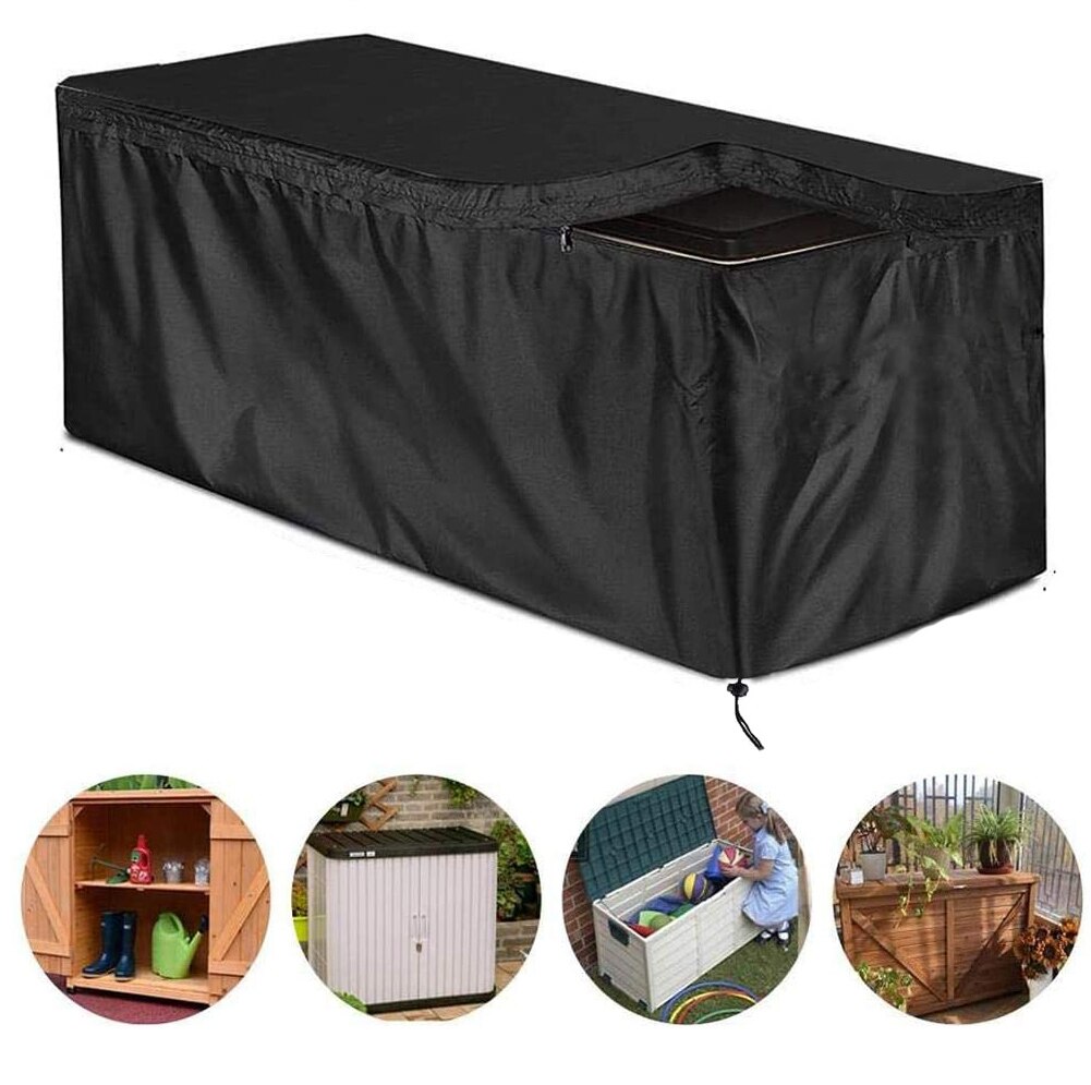 MunteLock Tuindek Box Cover - Waterdichte Opbergdoos Beschermhoes Bruin 123x55x62cm Met Rits En Ventilatie