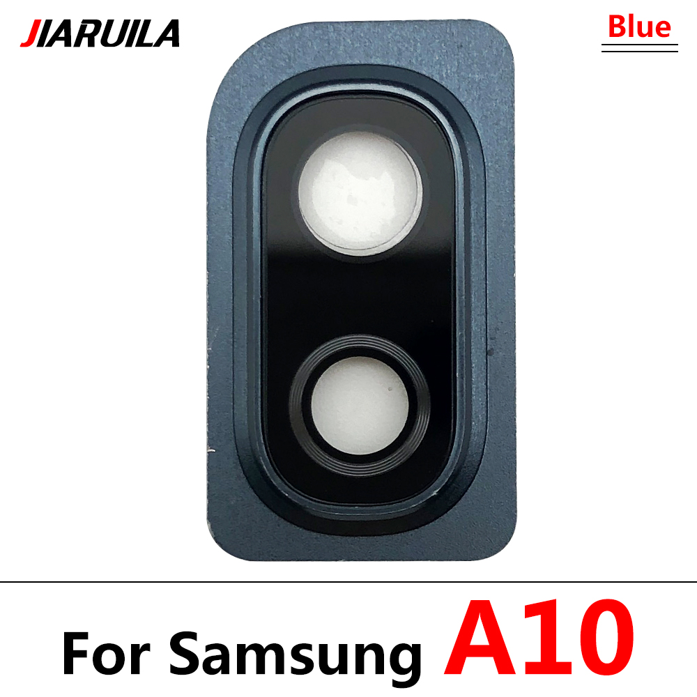 Back Camera Glass Lens + frame For Samsung Galaxy A10 A30 A40 Rear Housing Back Cover With Metal Frame Holder Replacemen: A10 blue