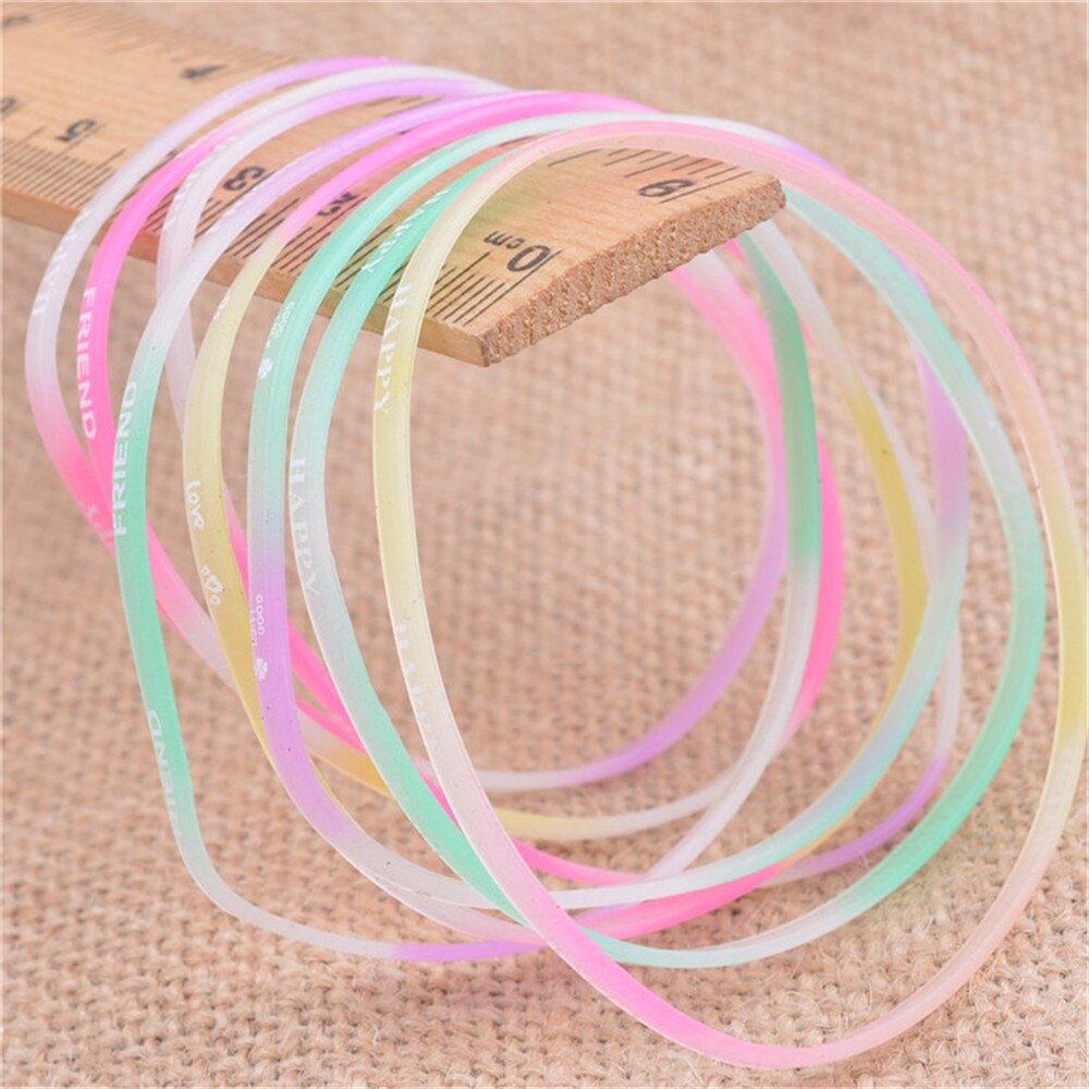 Pulsera deportiva de silicona luminosa con letras impresas, brazalete fluorescente de goma para Fitness